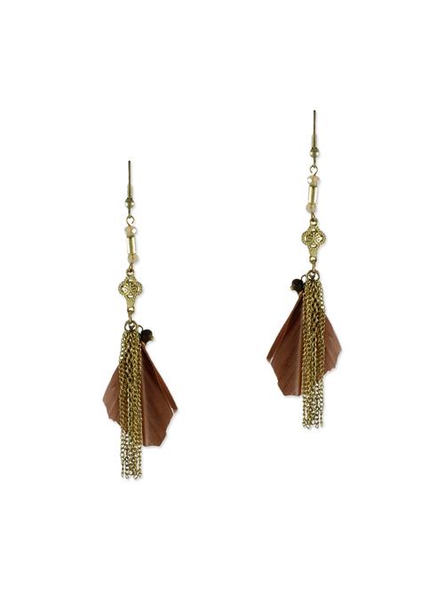 brown metal drop earring - 12883653 - Very Small Image - 1