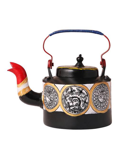 imithila madhubani  designer handpainted tea/coffee kettle in golden colours - 12884484 - Very Small Image - 1