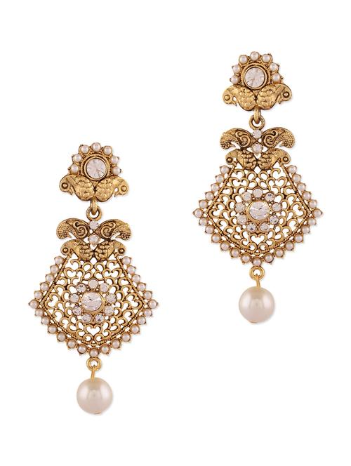gold studded pearl drop earrings - 1289014 - Very Small Image - 1