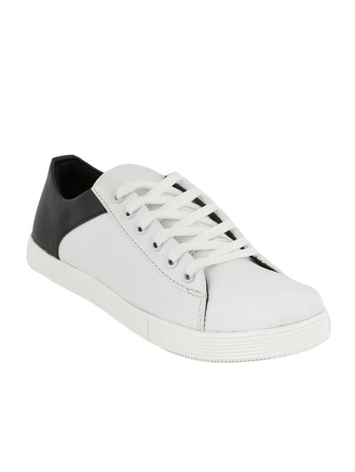 white leatherette lace up sneaker - 12895494 - Very Small Image - 1