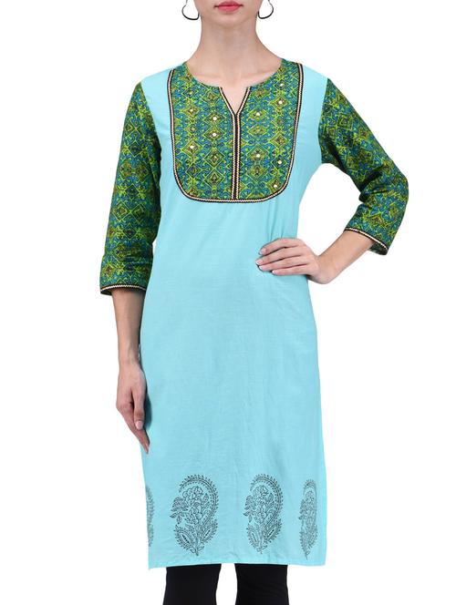 turq cambric straight kurta - 1289683 - Very Small Image - 1