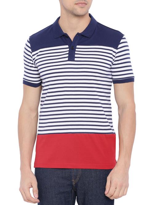 navy blue cotton striped  t-shirt - 12897956 - Very Small Image - 1