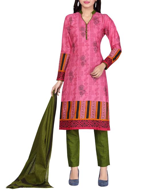 pink  unstitched straight pant suit - 12900935 - Very Small Image - 1