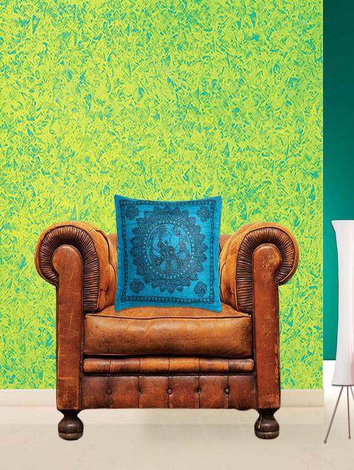 blue silk printed single cushion cover - 12903636 - Very Small Image - 1