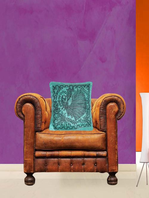 green  silk printed single cushion cover - 12903652 - Very Small Image - 1