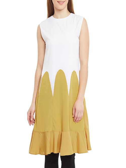 white crepe flared kurta - 12904426 - Very Small Image - 1