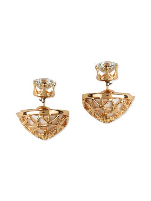 gold metal drop earrings - 12904634 - Very Small Image - 1