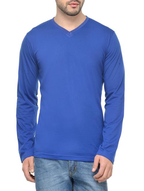 solid blue cotton t-shirt - 12905522 - Very Small Image - 1