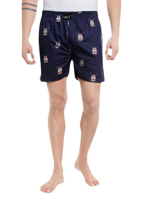 navy blue printed cotton boxer - 12905632 - Very Small Image - 1