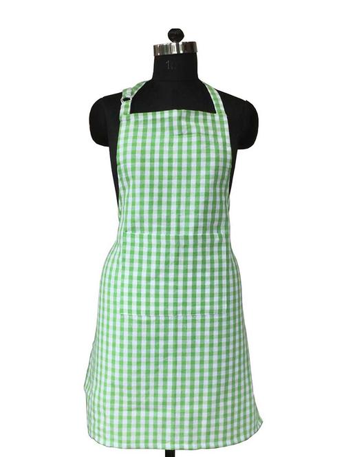lushomes green gingham checks apron with pocket and adjustable buckle - 12906616 - Very Small Image - 1