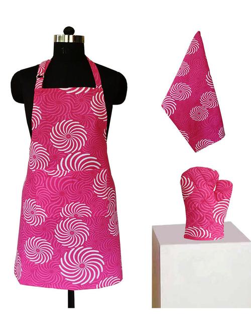 lushomes pink cotton printed kitchen co-ordinate set (pack of 3 pcs) - 12906646 - Very Small Image - 1