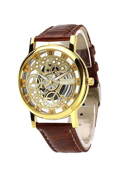 open dial golden analog round designer watch - 12906985 - Very Small Image - 1
