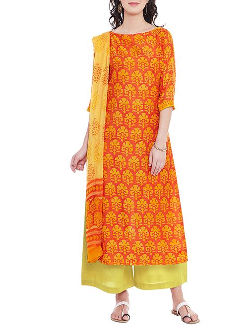 printed unstitched palazzo suit - 12907233 - Very Small Image - 1