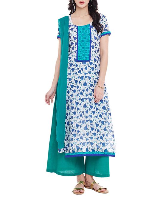 blue silk blend palazzo suits dress material - 12907236 - Very Small Image - 1