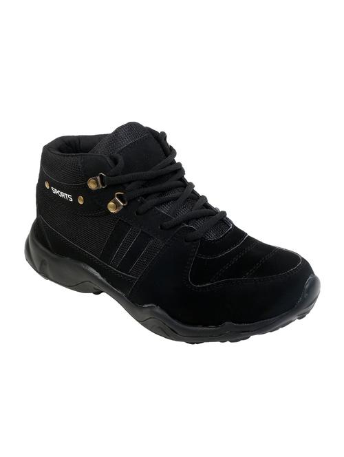 black leatherette lace up trekking shoe - 12907349 - Very Small Image - 1