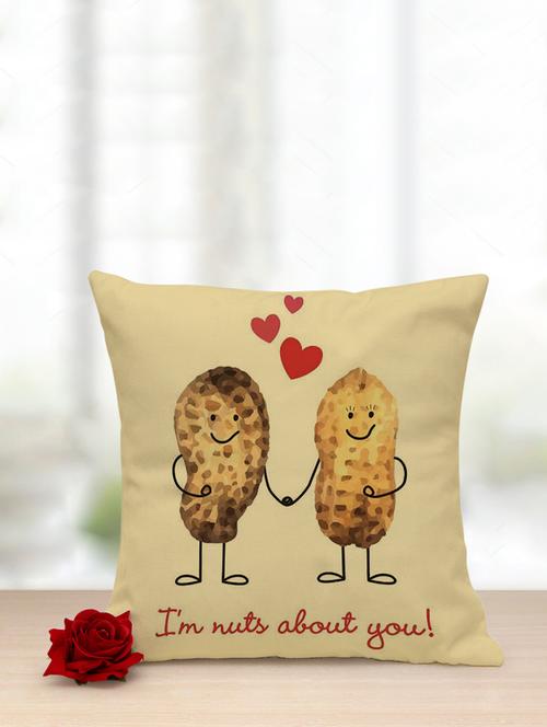i am nuts about you printed cushion with red rose - 12909757 - Very Small Image - 1