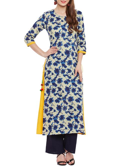 azira indigo printed a-line kurta - 12911112 - Very Small Image - 1
