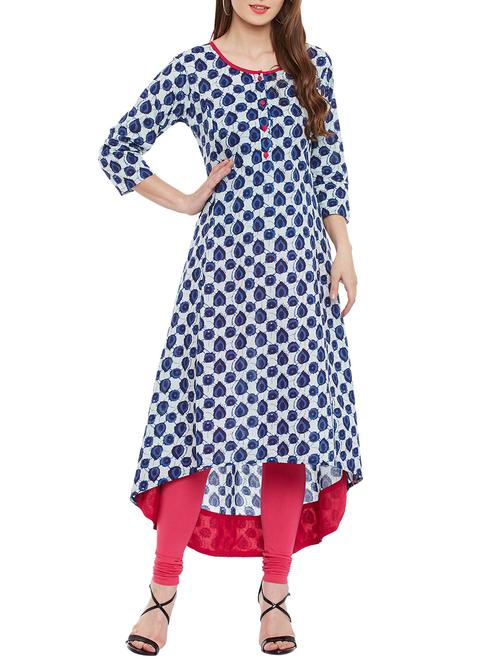 azira indigo printed high-low kurta - 12911113 - Very Small Image - 1