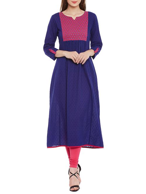 azira blue dobby flared kurta - 12911723 - Very Small Image - 1