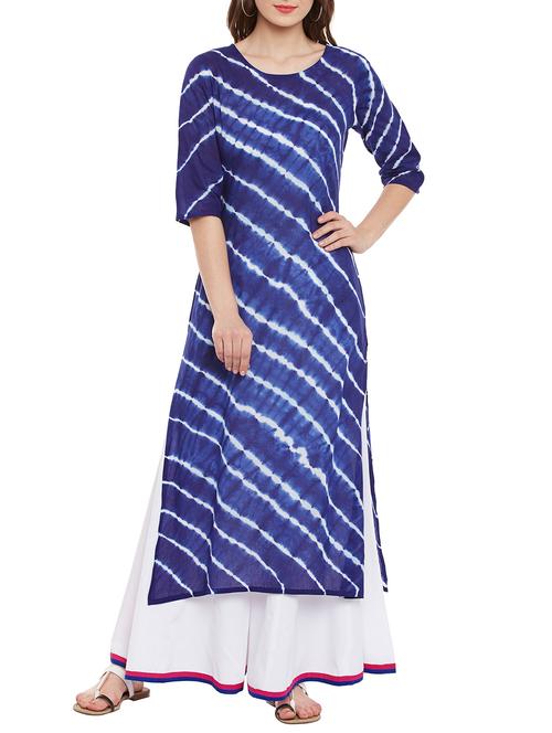 azira indigo tie & dye long kurta - 12911729 - Very Small Image - 1