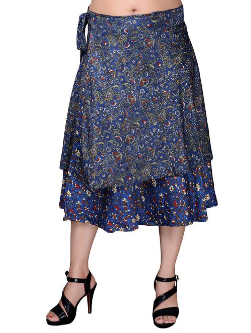 blue paisley printed rayon wrap skirt - 12911756 - Very Small Image - 1