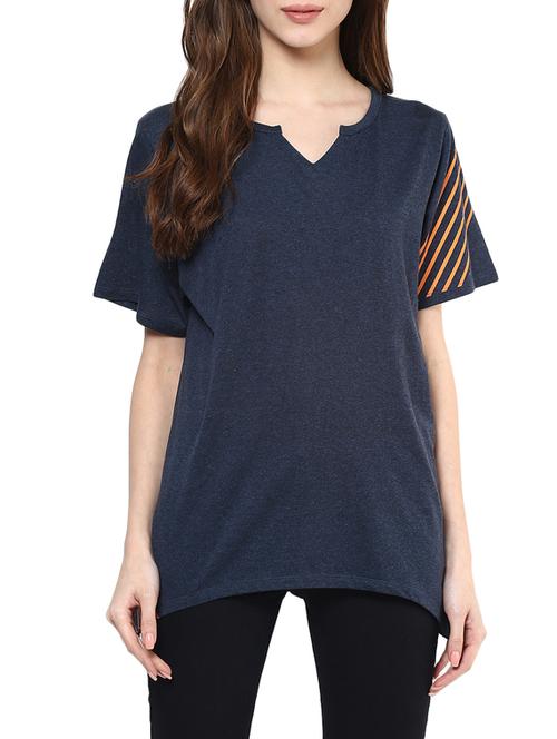 navy blue striped cotton regular tee - 12912387 - Very Small Image - 1