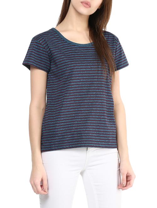 multicolored striped cotton regular tee - 12912393 - Very Small Image - 1