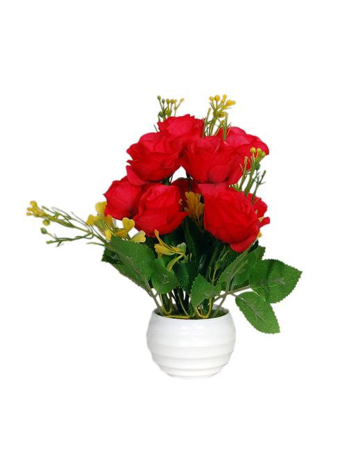 loxiaa red  rose artificial  flower with  pot (18 cm) - 12913251 - Very Small Image - 1