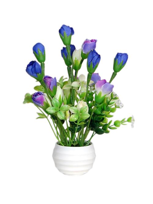 loxiaa blue rose  artificial  flower with  pot (18 cm) - 12913259 - Very Small Image - 1