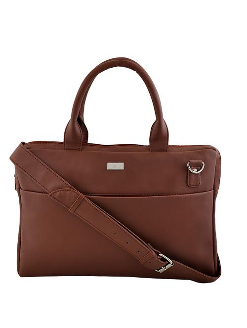 brown synthetic leather laptop bag - 12913319 - Very Small Image - 1