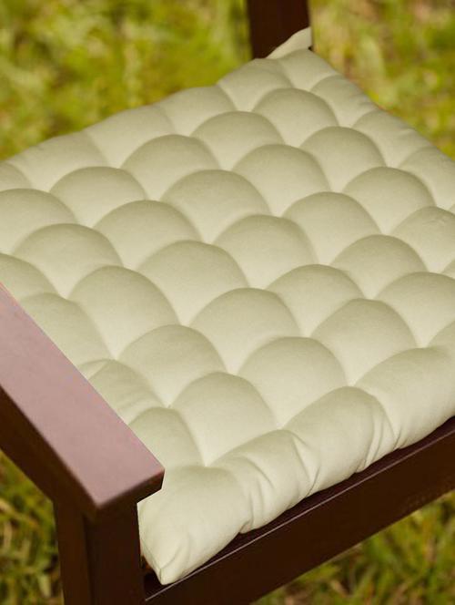 lushomes off-white comfy cotton chair cushion with 36 knots & 4 tie backs - 12913385 - Very Small Image - 1