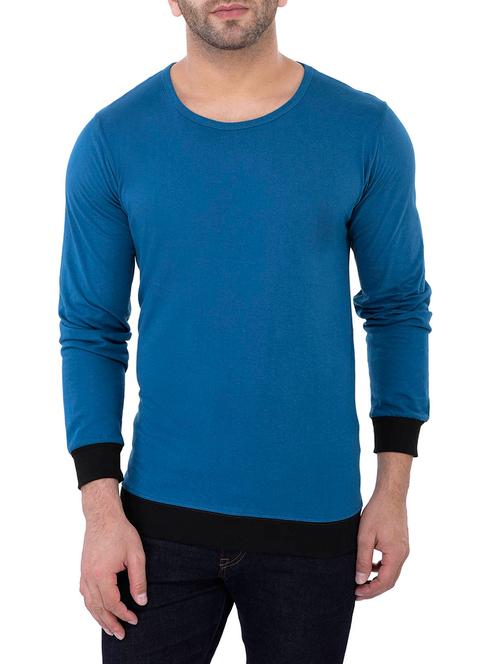 solid teal blue cotton t-shirt - 12914375 - Very Small Image - 1