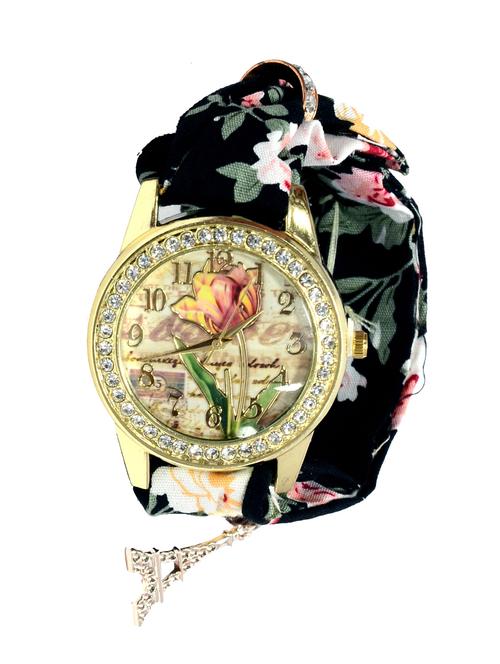 printed fabric strap analog watch - 12915348 - Very Small Image - 1