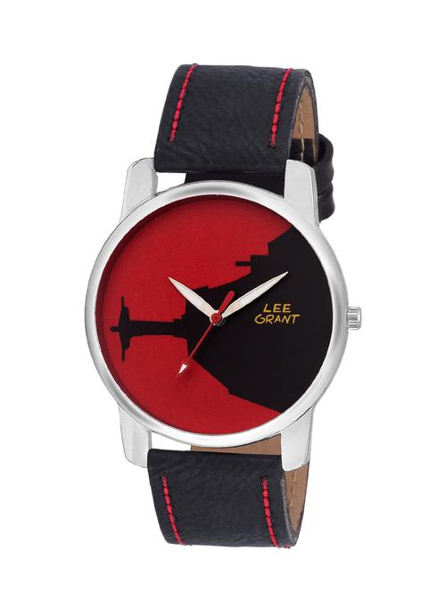 round dail black leather analog watch - 12916457 - Very Small Image - 1