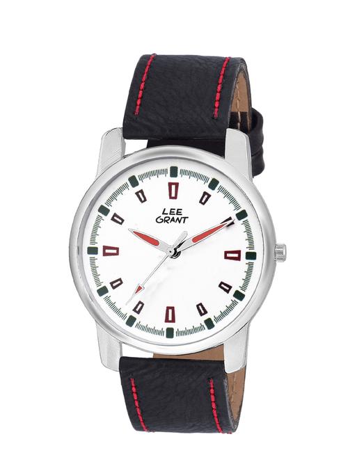 round dail black leather analog watch - 12916458 - Very Small Image - 1