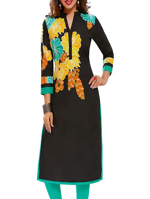 black rayon unstitched kurta - 12917351 - Very Small Image - 1