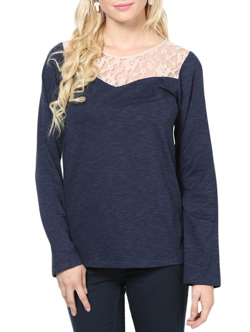 navy blue viscose regular top - 12917494 - Very Small Image - 1