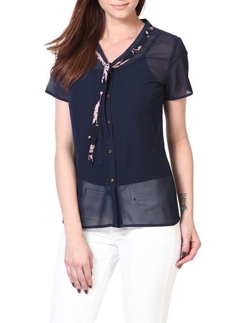 navy blue polyester regular shirt - 12917520 - Very Small Image - 1
