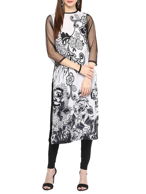 black cotton straight kurta - 12919415 - Very Small Image - 1