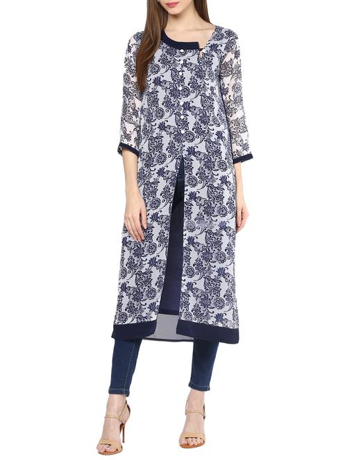 printed straight kurta - 12919436 - Very Small Image - 1