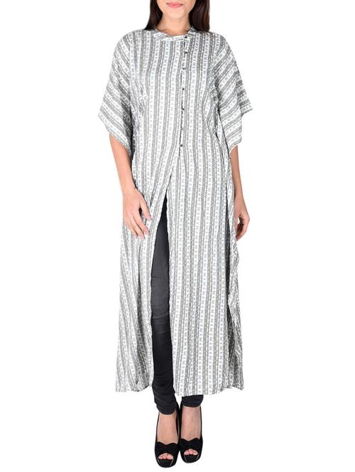 white printed rayon kaftan - 12920227 - Very Small Image - 1