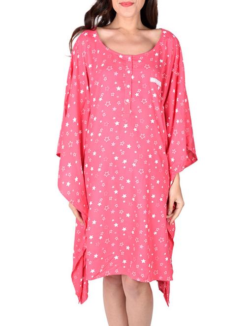 pink printed rayon kaftan - 12920234 - Very Small Image - 1