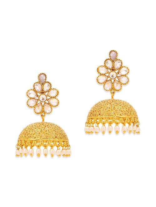 gold copper jhumka earrings - 12920498 - Very Small Image - 1