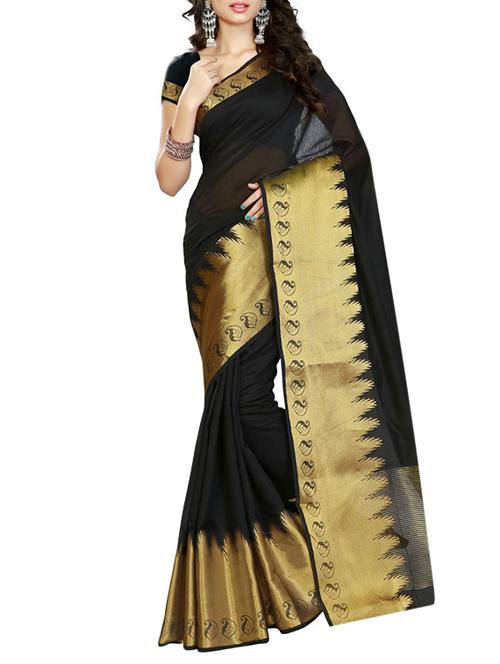 black colored banarasi saree with blouse - 12926408 - Very Small Image - 1
