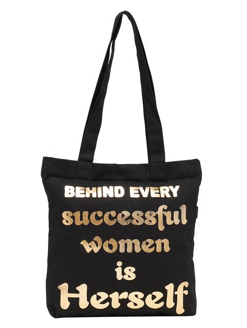 Black Canvas Printed Tote - 12927574 - Very Small Image - 1
