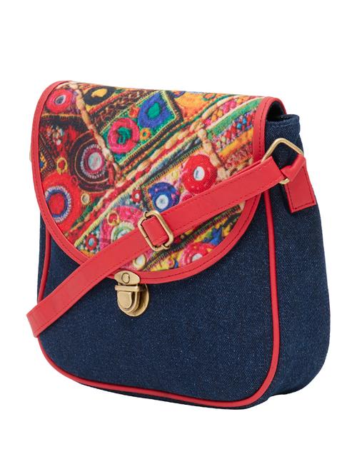 blue canvas printed sling bag - 12927627 - Very Small Image - 1