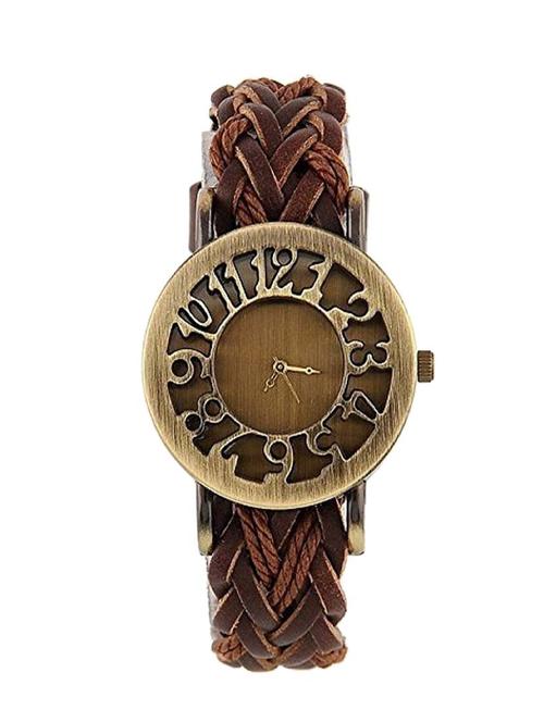brown breaded strap analog watch - 12928704 - Very Small Image - 1