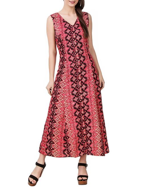 pink printed crepe maxi dress - 12928752 - Very Small Image - 1