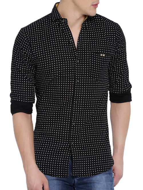 black cotton printed casual shirt - 12929041 - Very Small Image - 1