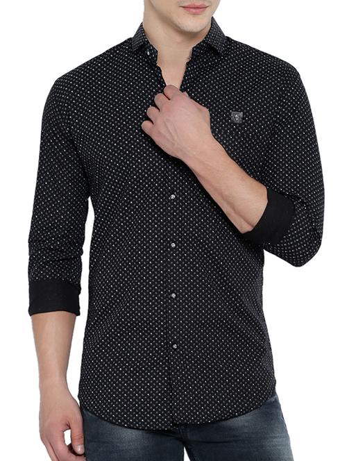 black cotton printed casual shirt - 12929046 - Very Small Image - 1